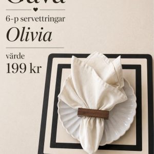 Typservett Evangelina 6-p + Gåva servettringar Olivia 6-p 🎁