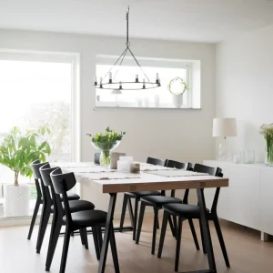 Matbord Brooklyn Vitpigment, svarta U-ben 220-320cm