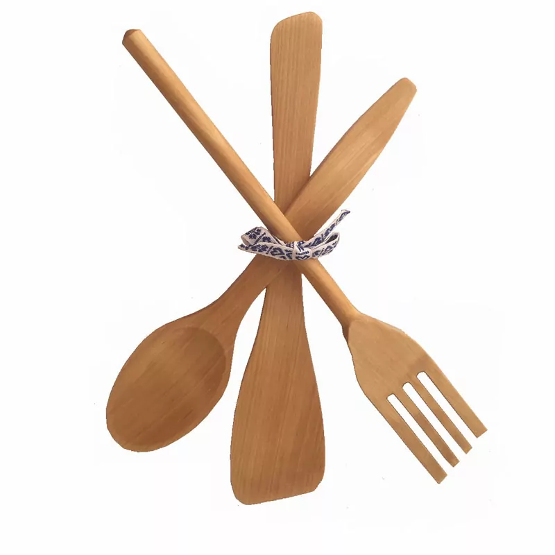 Träknippe, stekspade, slev och gaffel, björk - Bild 3