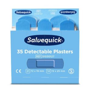 Salvequick Blue Detectable Plåster, 6 refill/ask