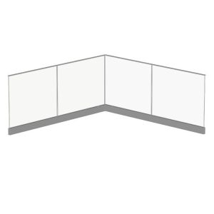 Glasräcke stolpfritt med pris 4.500:-/m vid 5 meter