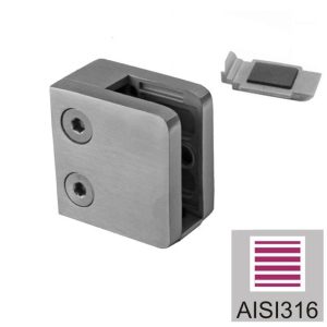 Klämfäste som glasfäste rostfritt AISI 316 V4A 45×45