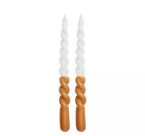 2-pack Twisted Candles vit/ingefära